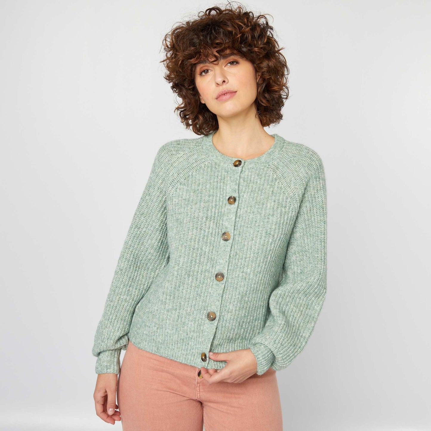 Chunky knit cardigan GREEN