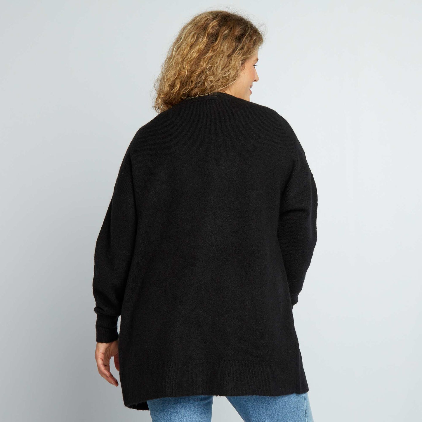 Open wool-blend cardigan black