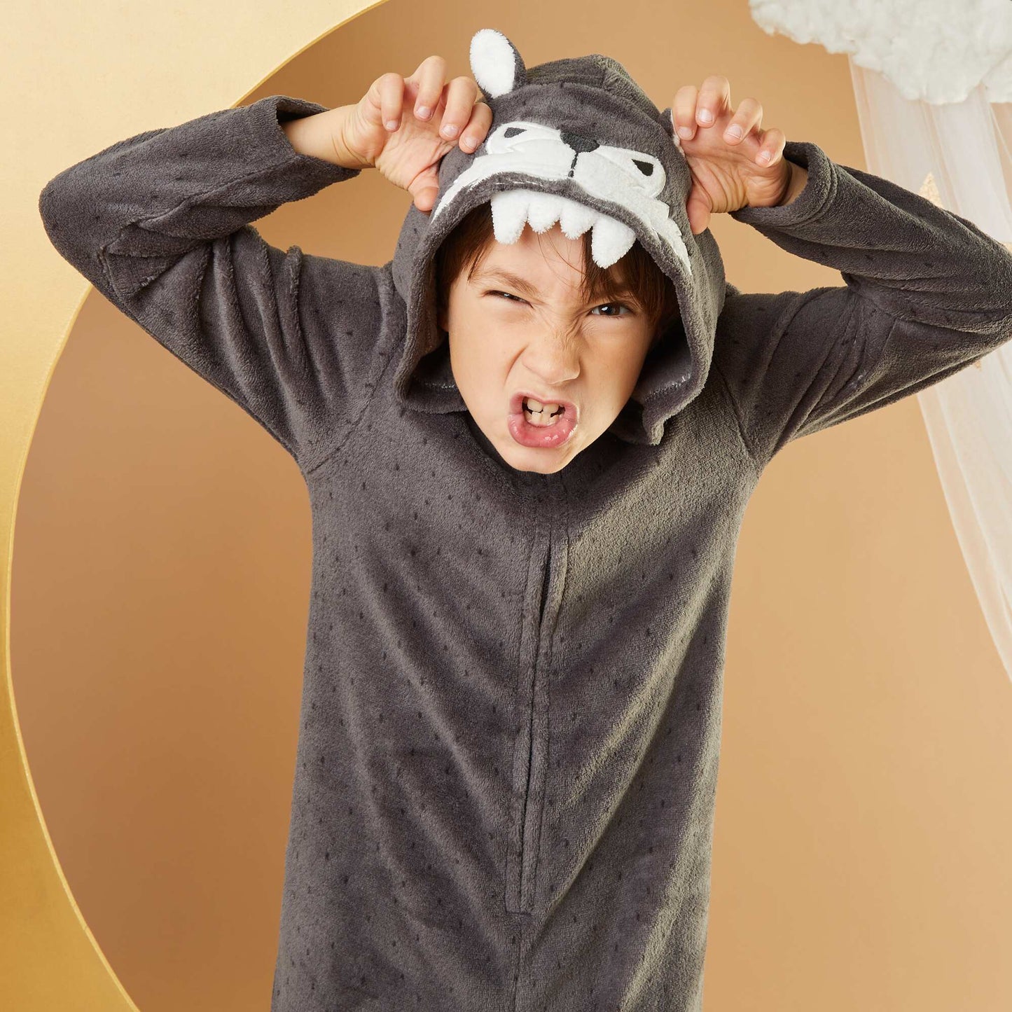 Bear fleece sleep onesie GREY