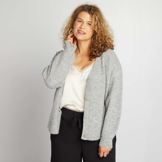 Ribbed knit cardigan GREY