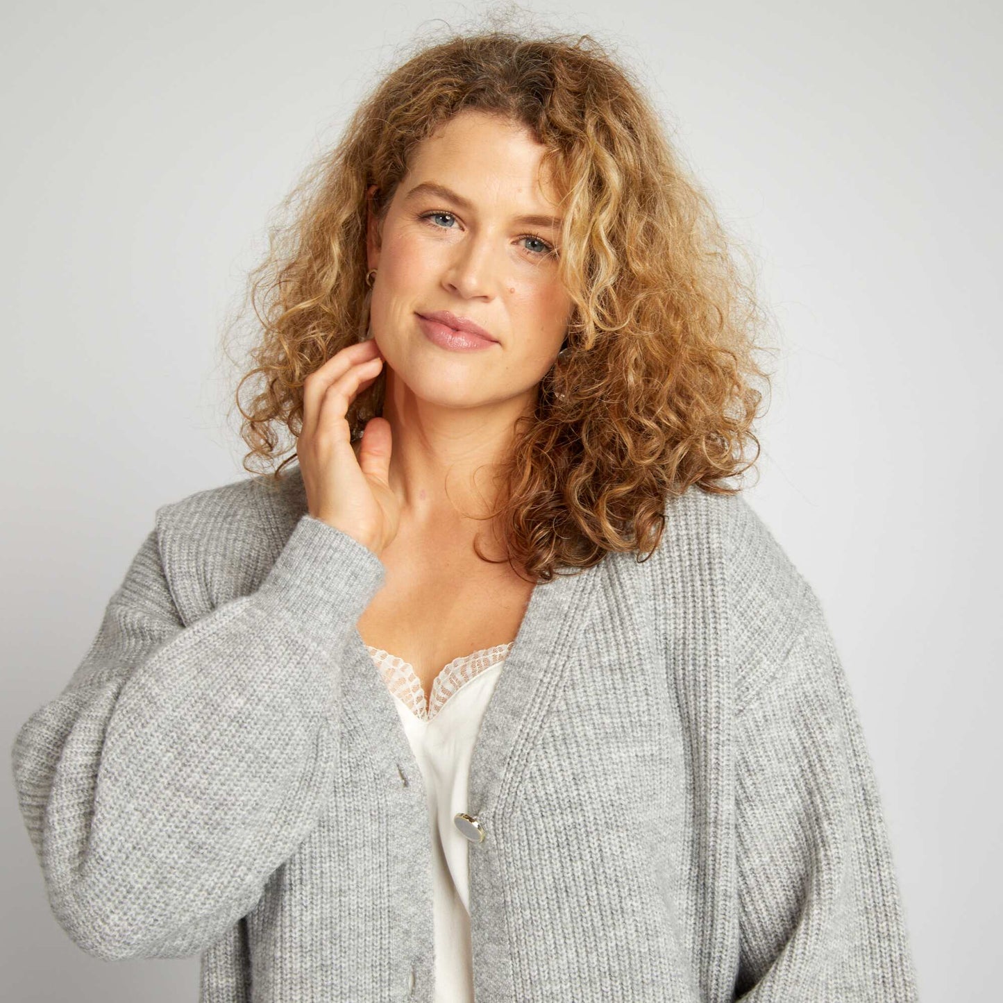 Ribbed knit cardigan GREY