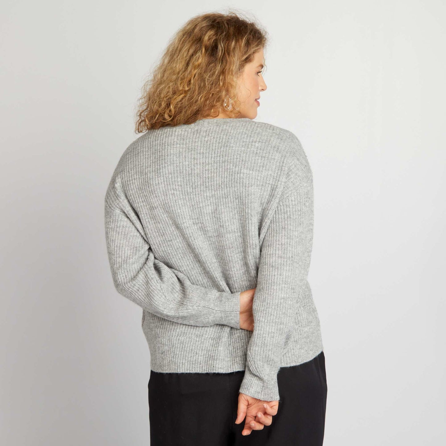 Ribbed knit cardigan GREY