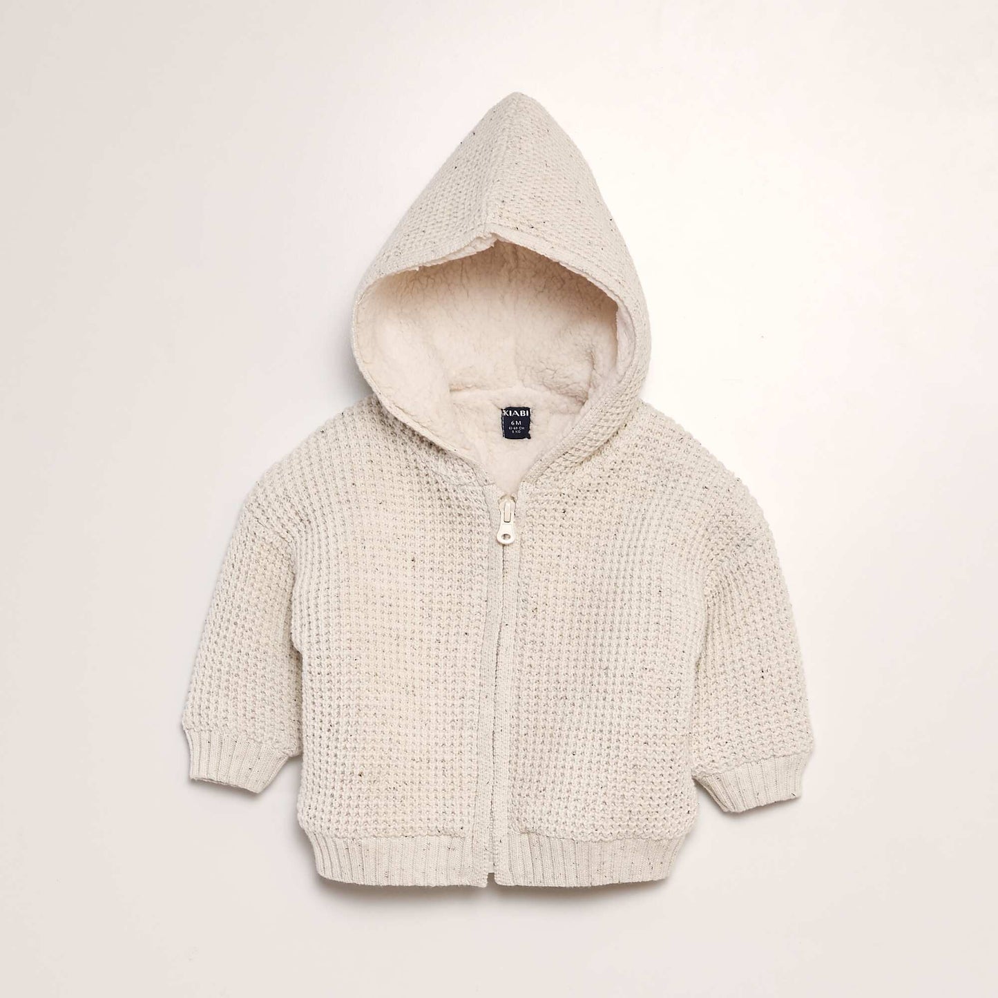 Knitted cardigan with hood BEIGE