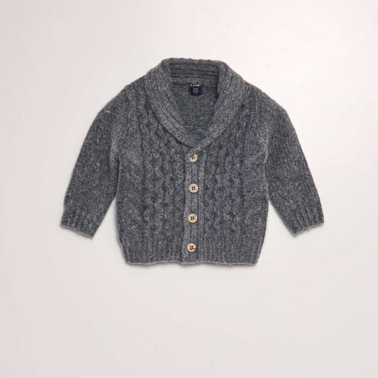 Knitted shawl collar cardigan GREY