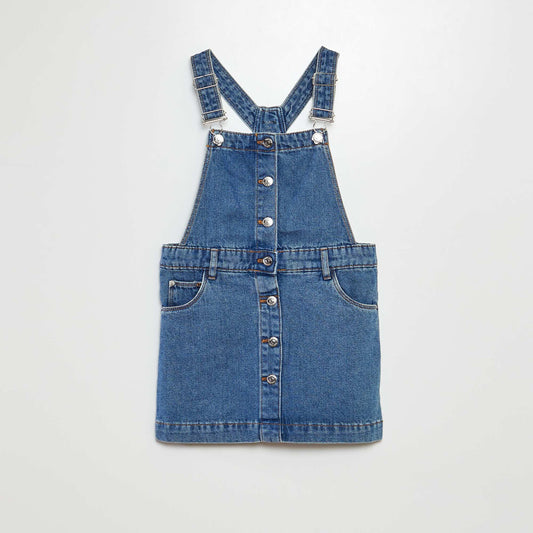 Short denim dungaree dress BLUE