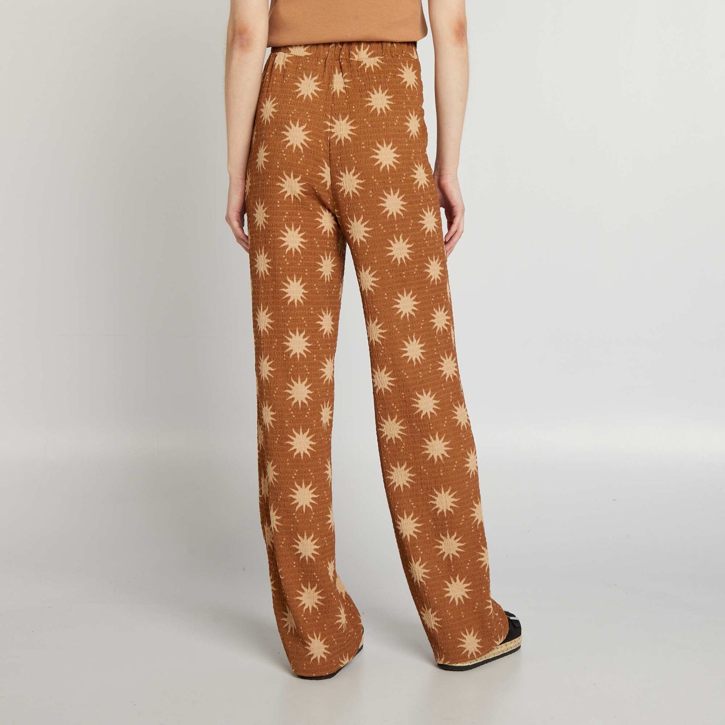 Patterned wide-leg trousers BROWN