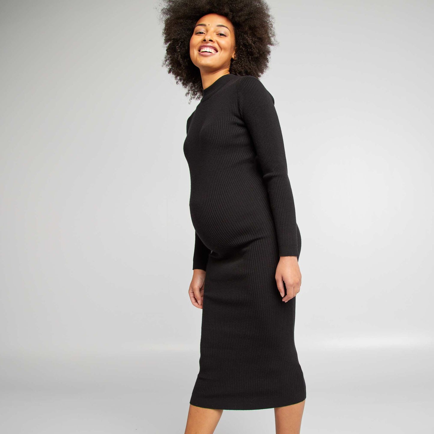 Long maternity dress black