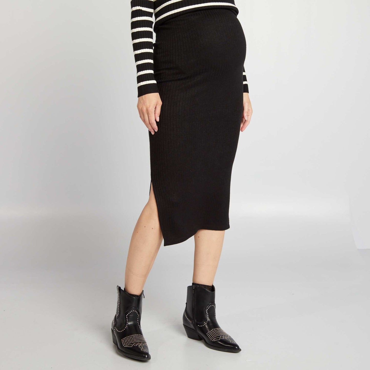 Ribbed maternity skirt black