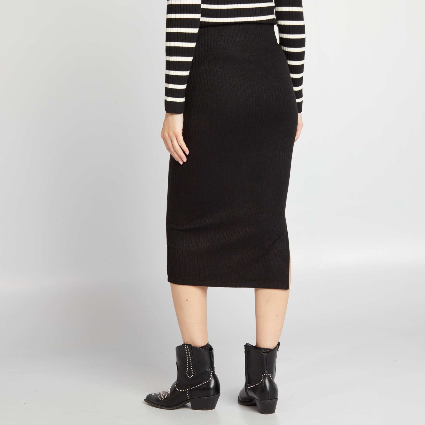 Ribbed maternity skirt black