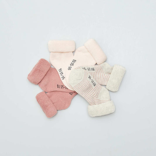 Pack of 3 pairs of newborn socks PINK