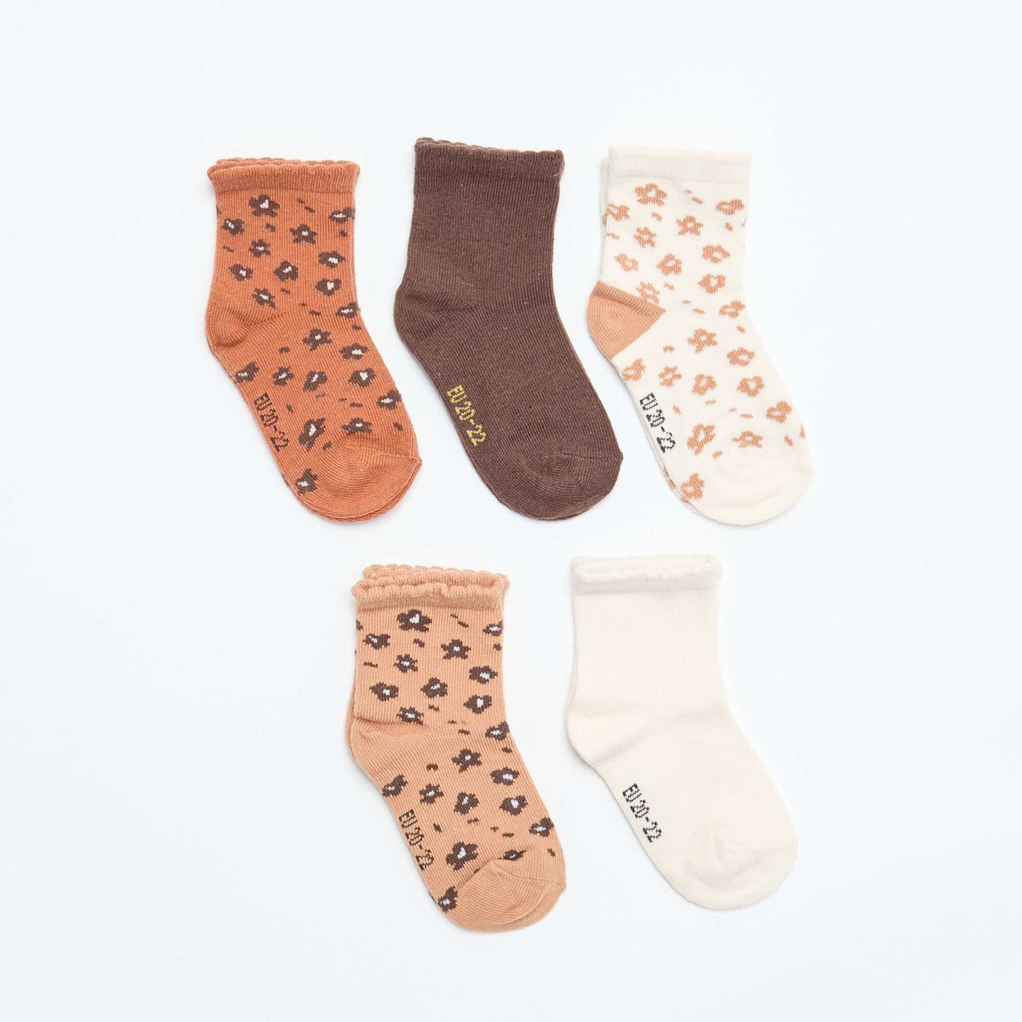 Pack of 5 pairs of stretch knit socks BROWN