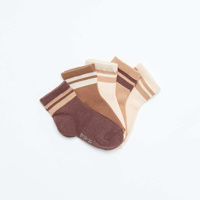 Pack of 5 pairs of stretch knit socks BROWN