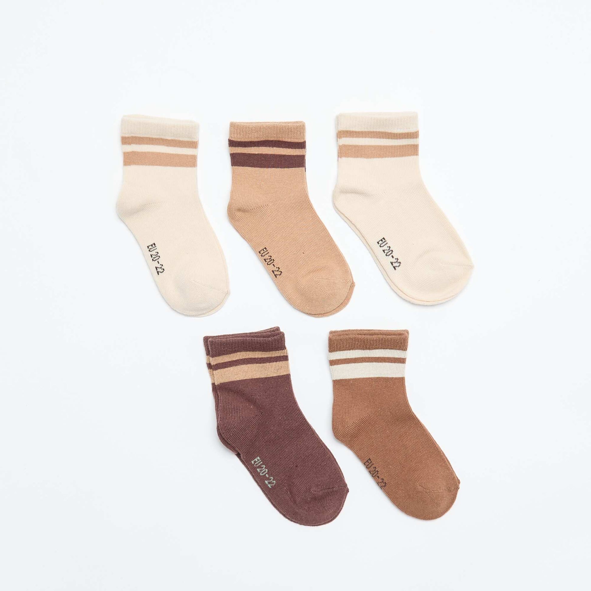 Pack of 5 pairs of stretch knit socks BROWN