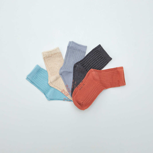 Pack of 5 pairs of plain socks GREY