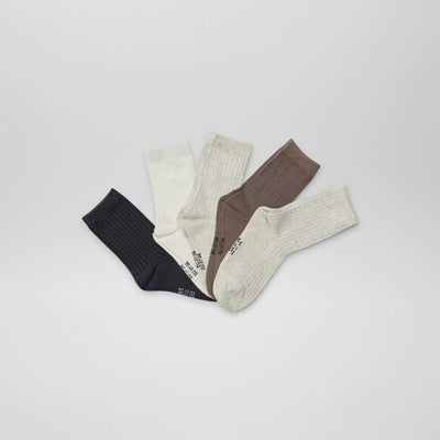 Pack of 5 pairs of plain socks BEIGE