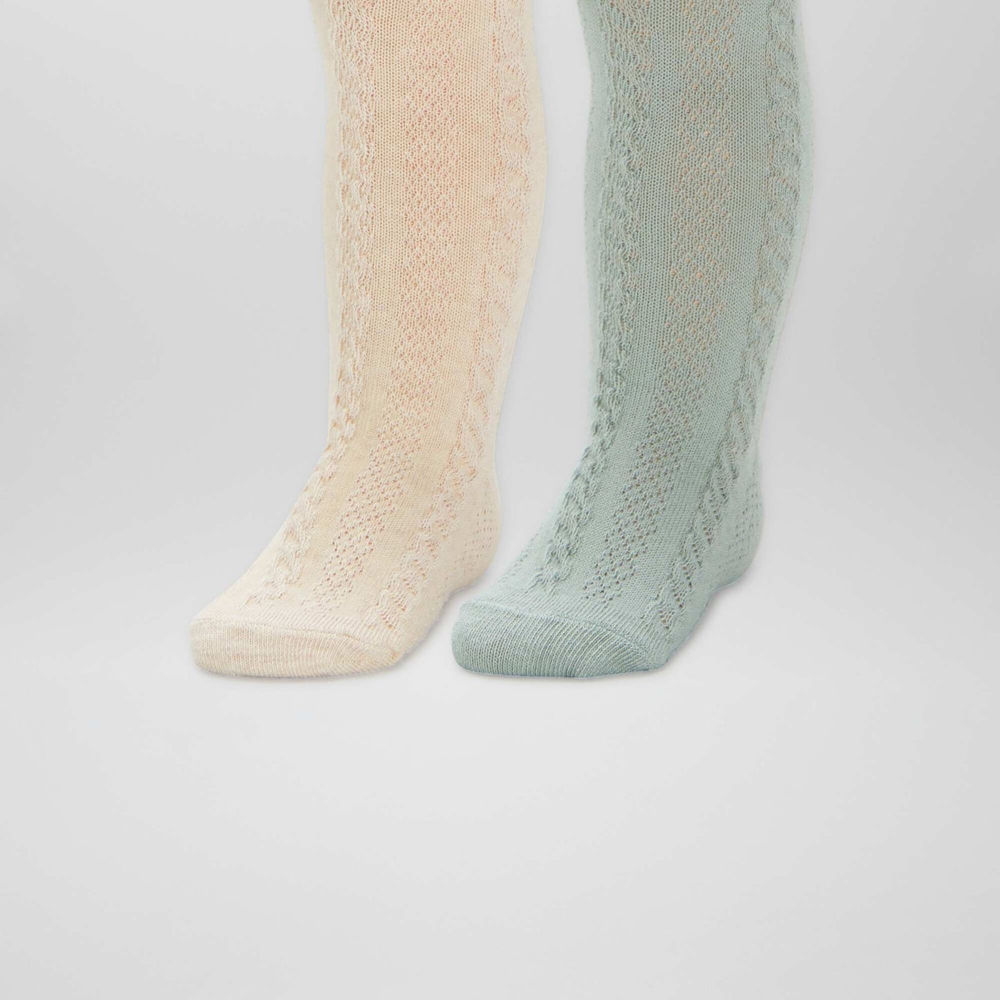 Warm cable knit tights - Pack of 2 BEIGE