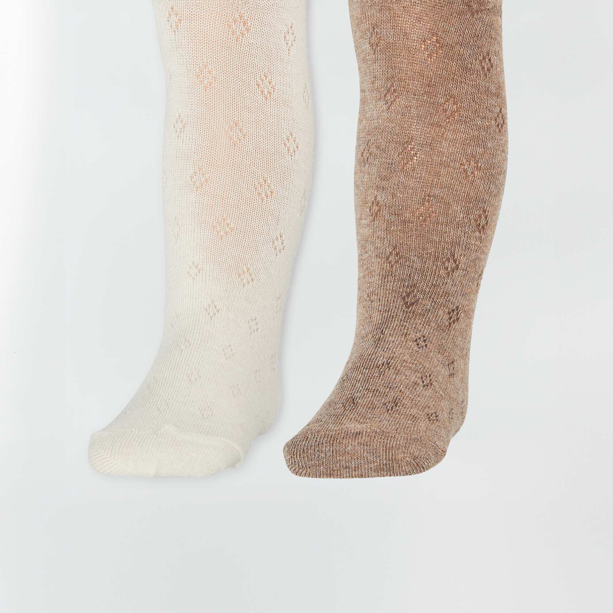 Warm cable knit tights Pack of 2 BROWN