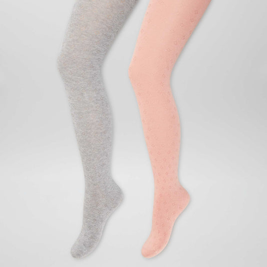 Warm knit tights - Pack of 2 PINK