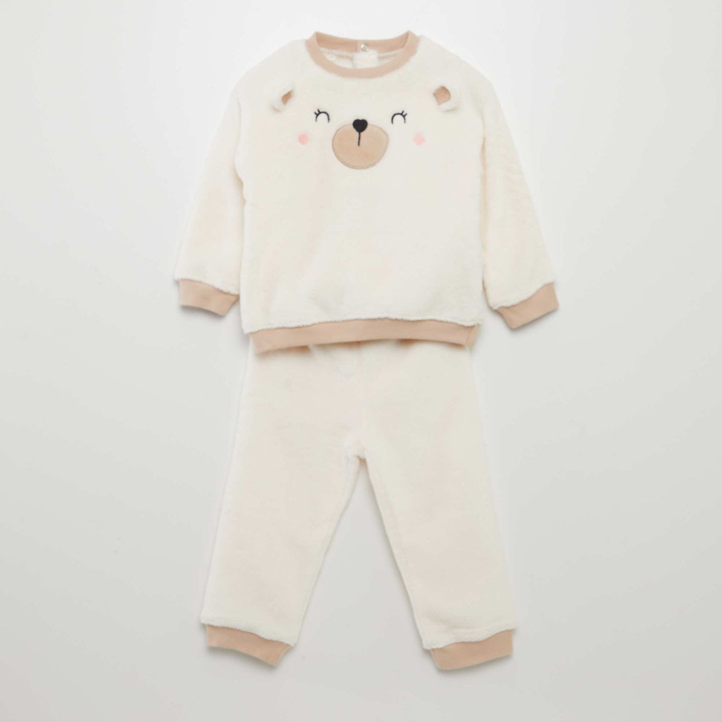 Fleece pyjama set - 2-piece set WHITE