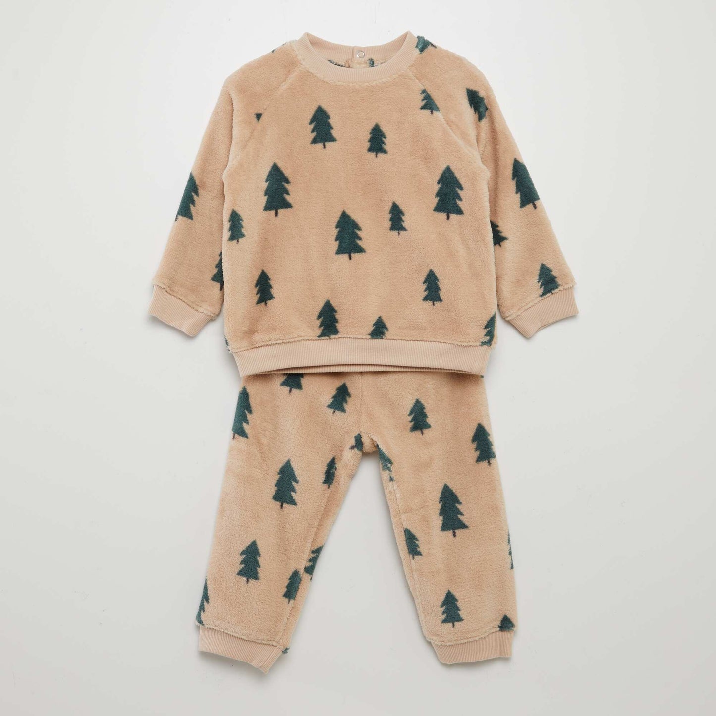 Fleece pyjama set - 2-piece set BROWN