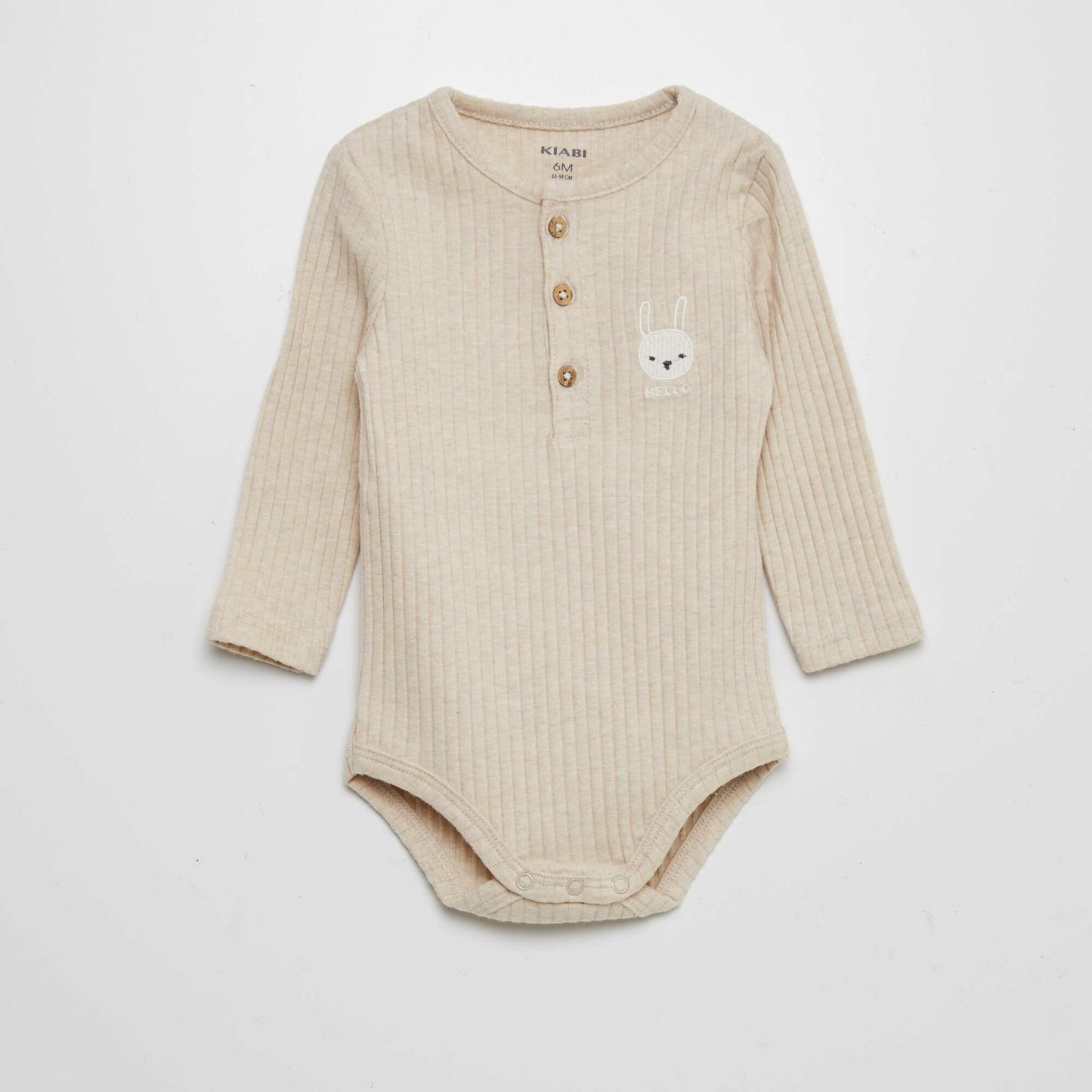 Ribbed bodysuit with buttons BEIGE