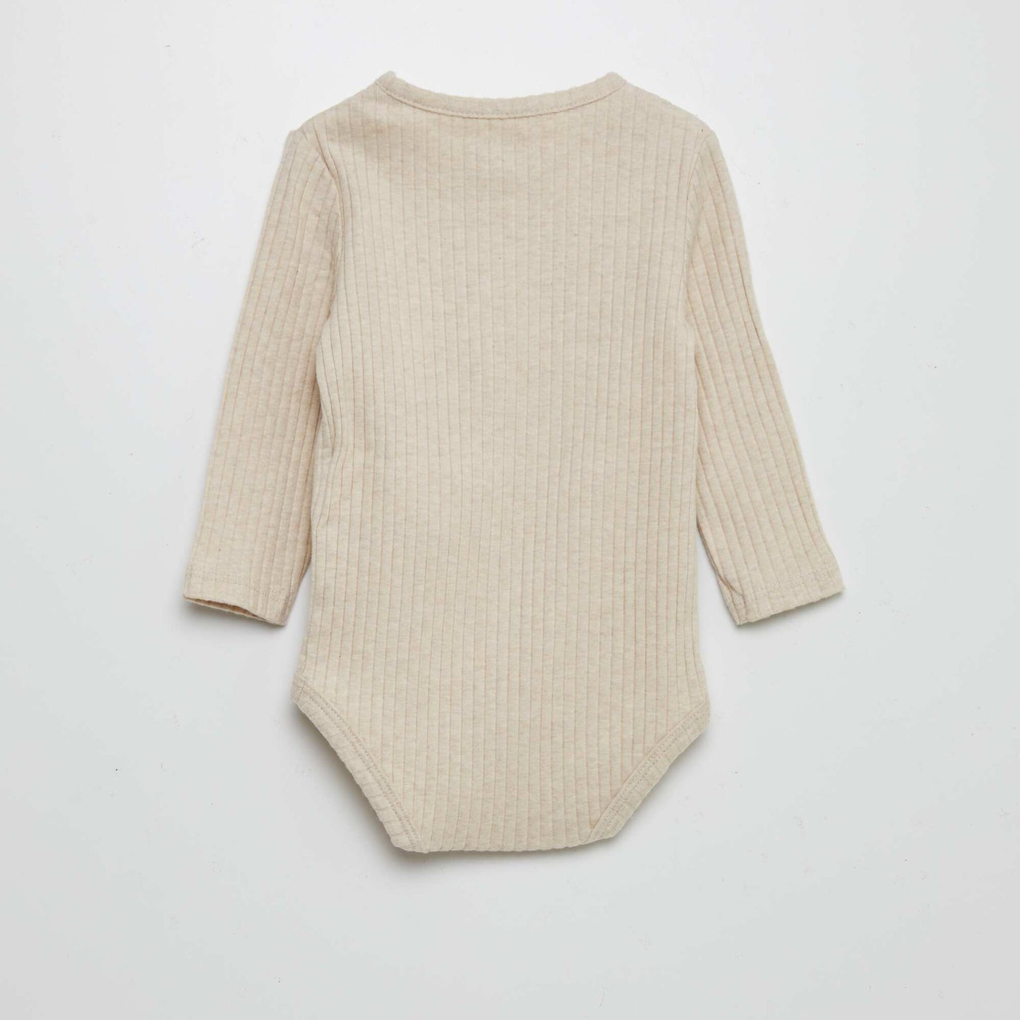 Ribbed bodysuit with buttons BEIGE