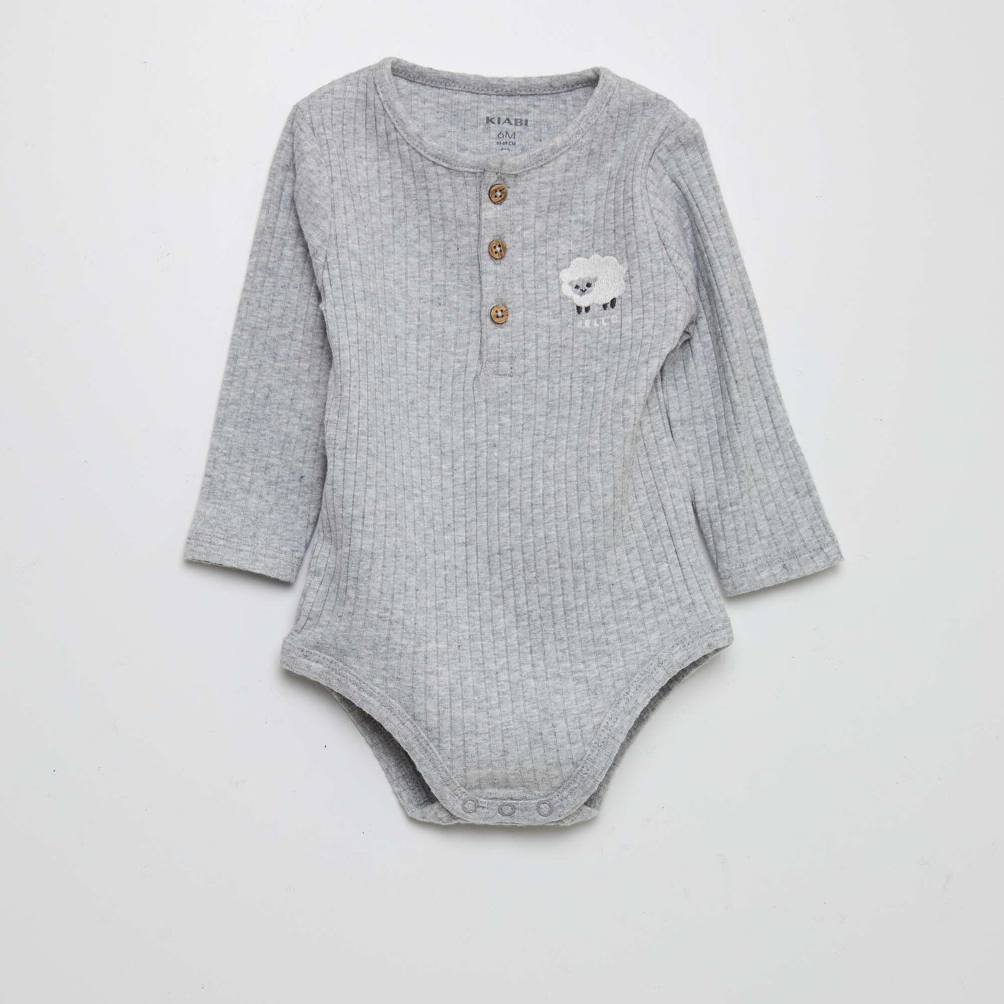 Ribbed bodysuit with buttons GREY