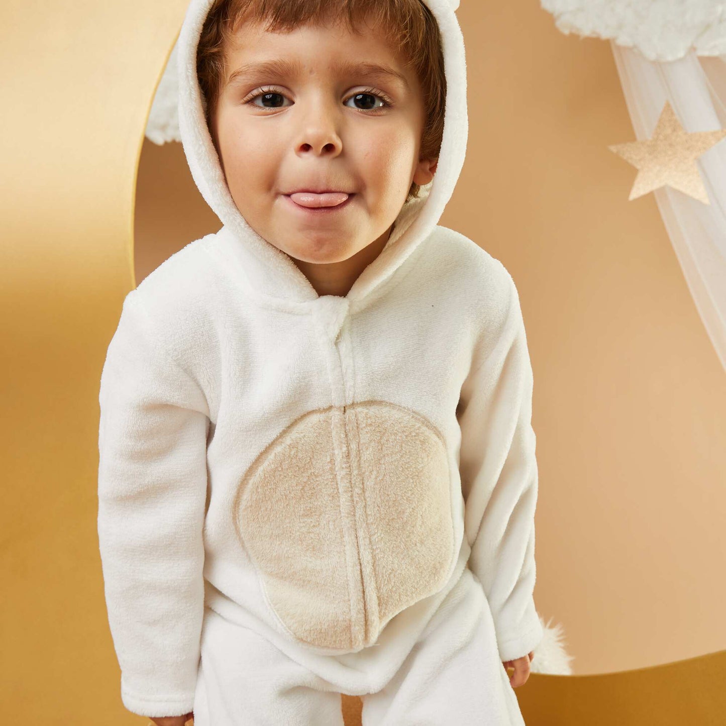 Bear fleece sleep onesie WHITE