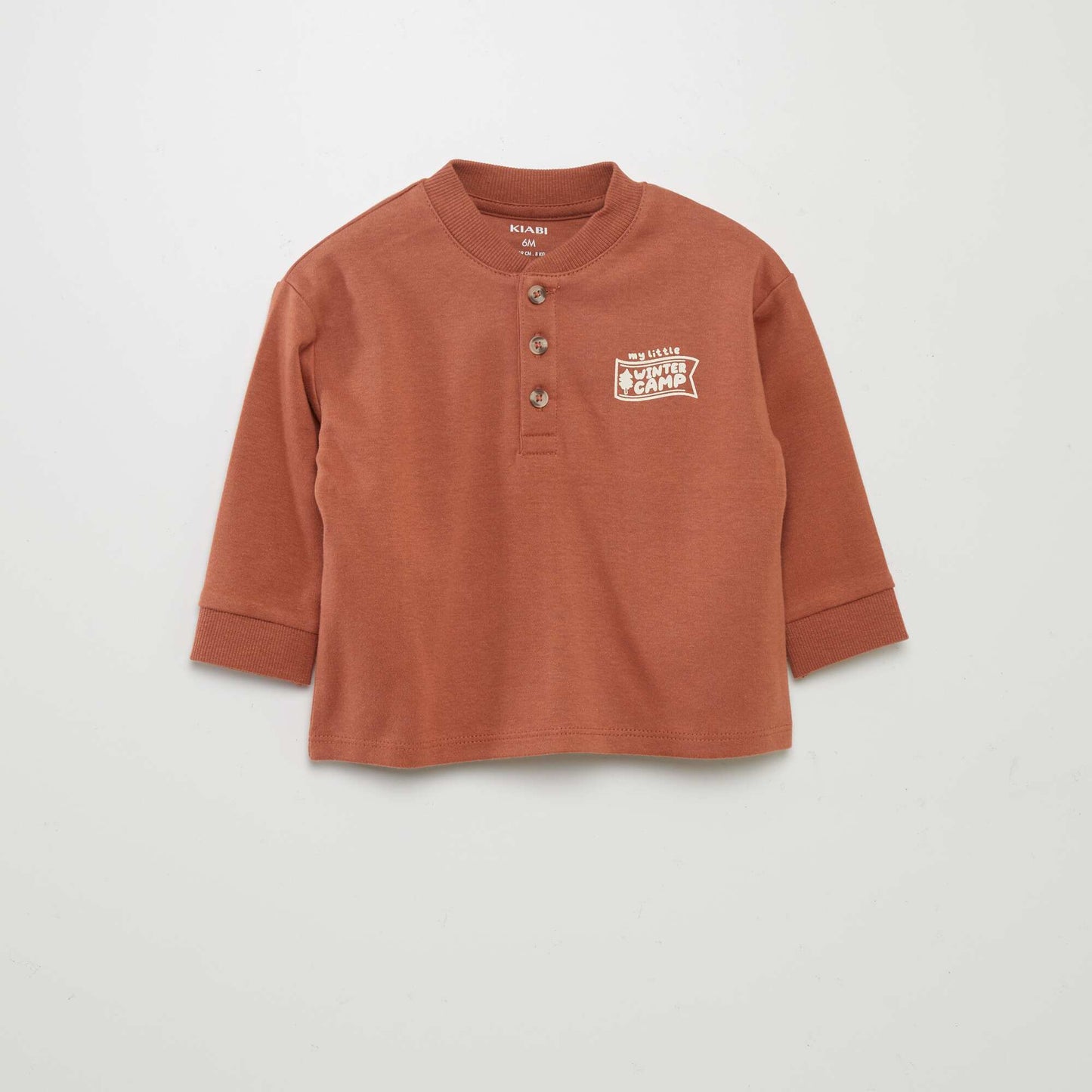 Henley collar T-shirt BROWN