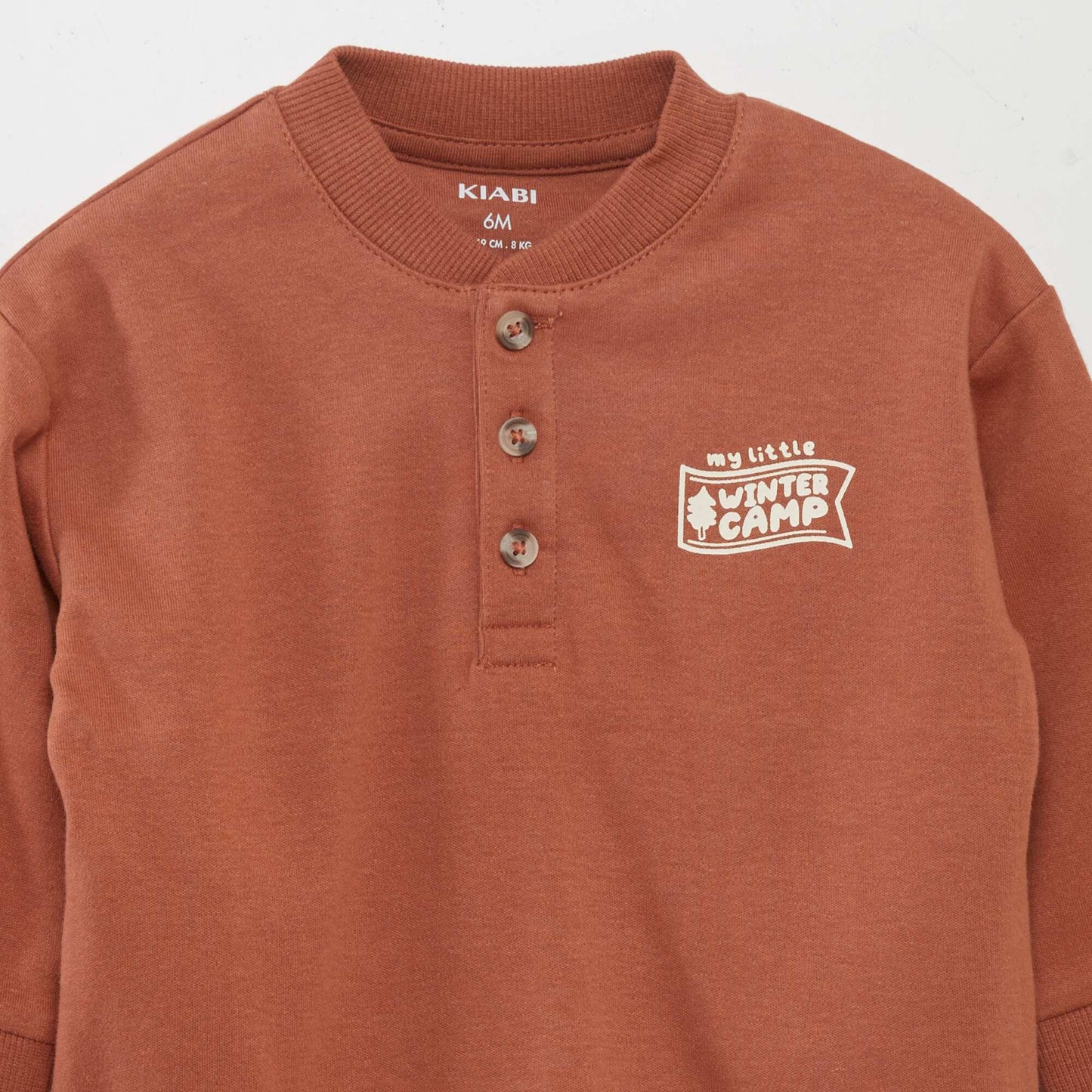 Henley collar T-shirt BROWN