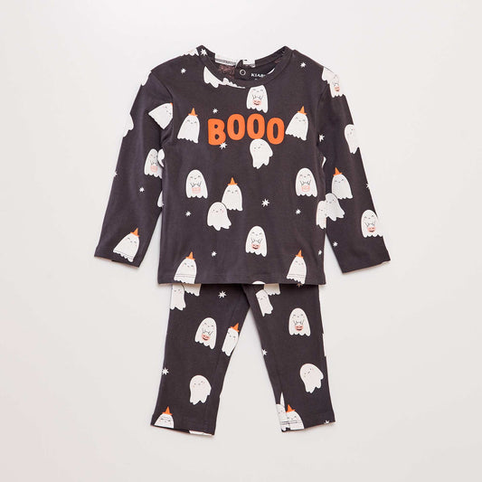 T-shirt + bottoms pyjama set - Halloween BLACK