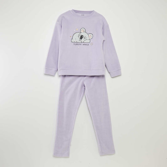 Long fleece pyjamas - 2-piece set BLUE