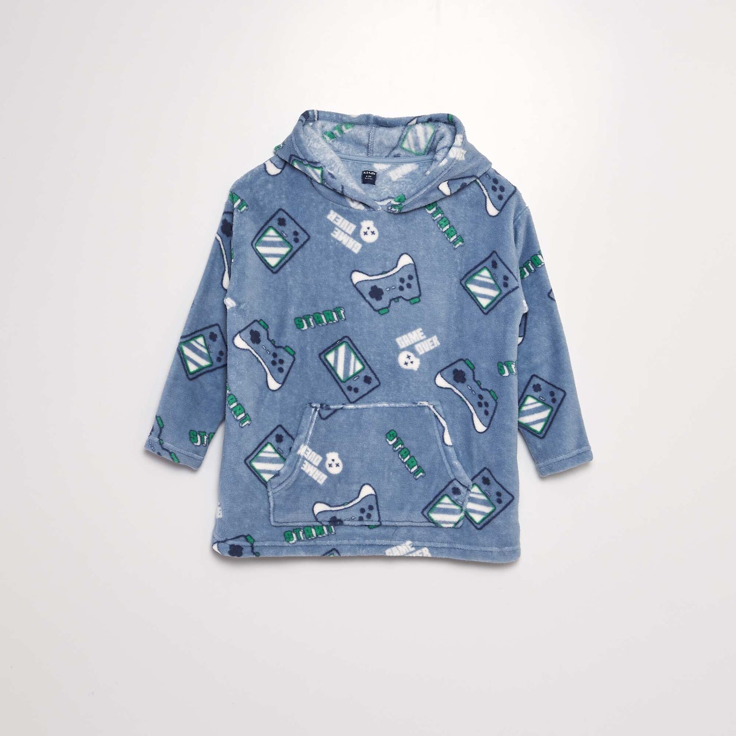 Printed fleece hoodie BLUE