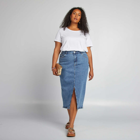 Denim midi skirt BLUE