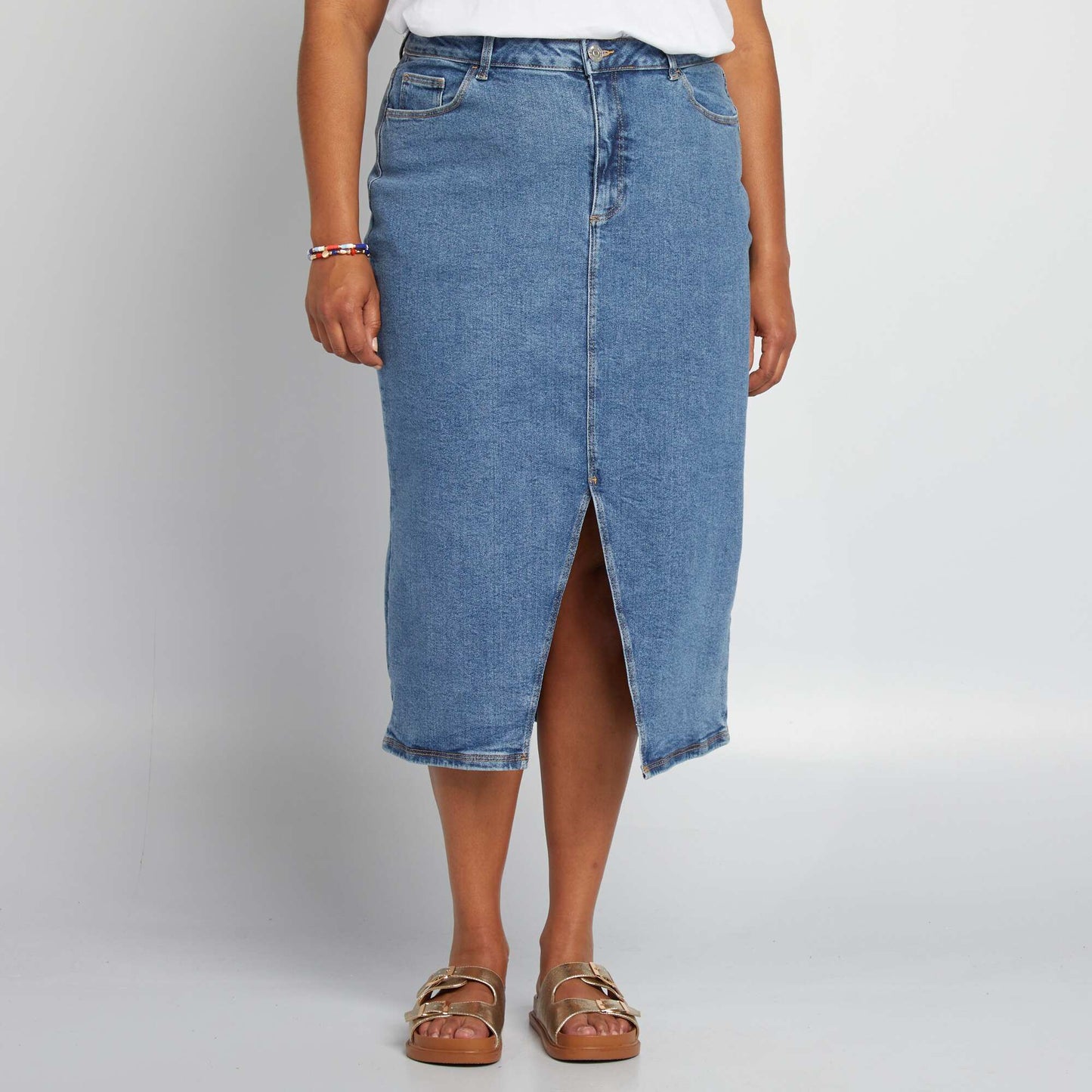 Denim midi skirt BLUE