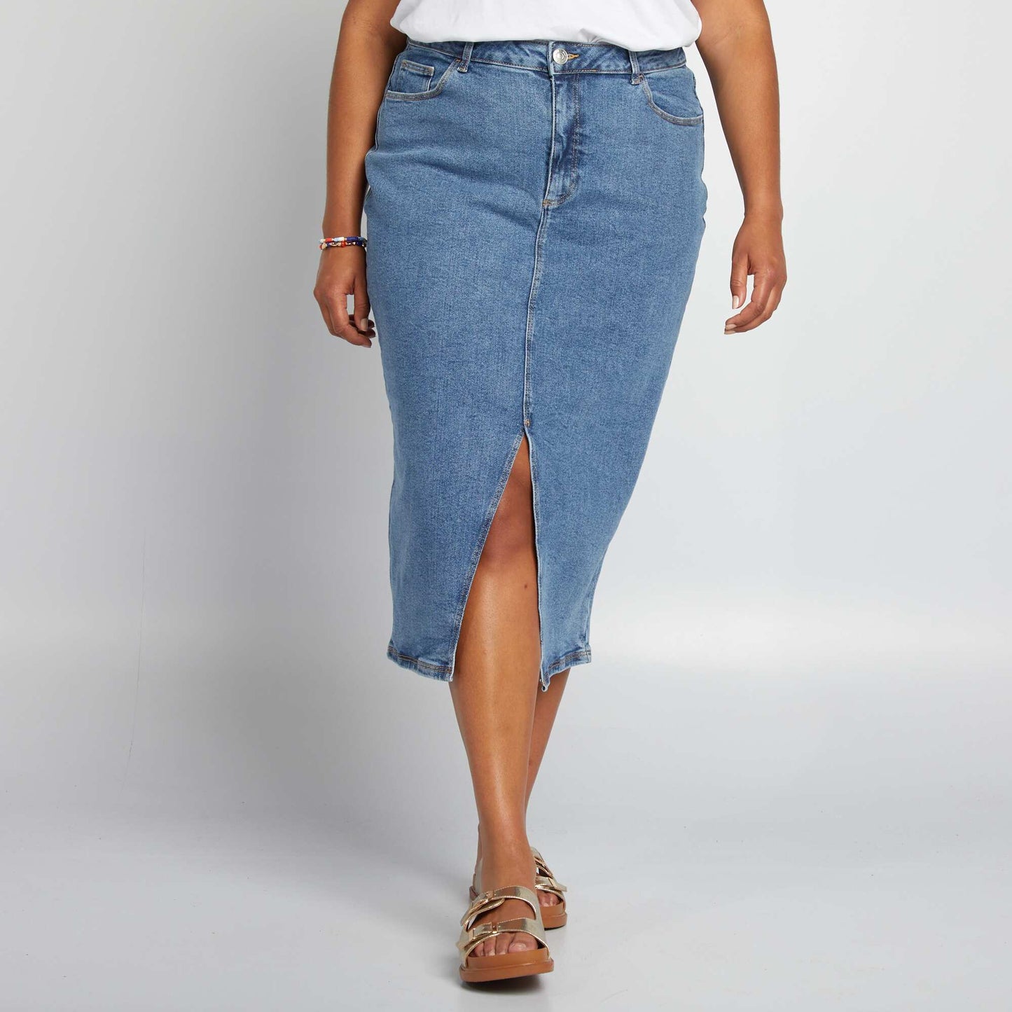 Denim midi skirt BLUE