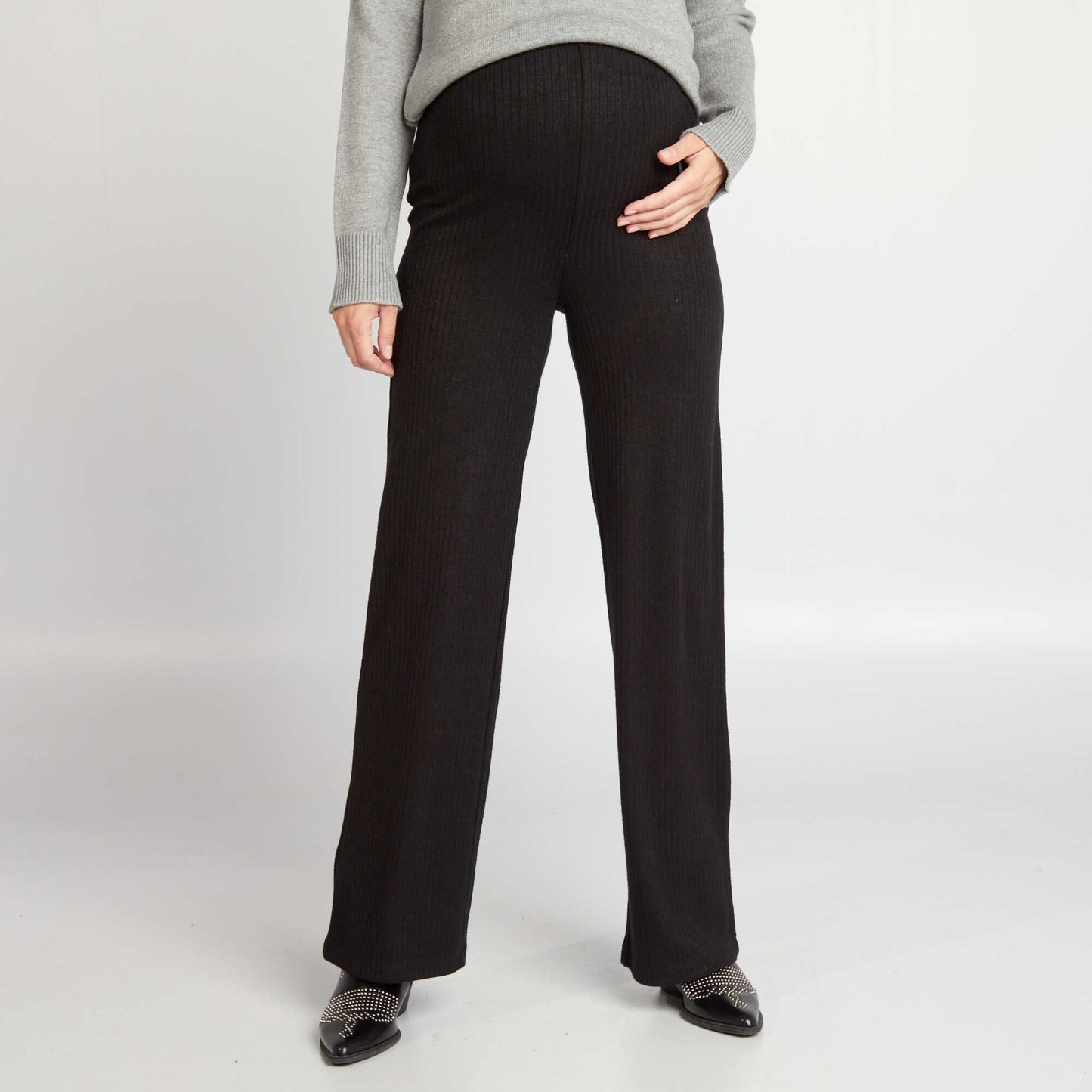 Ribbed maternity trousers black