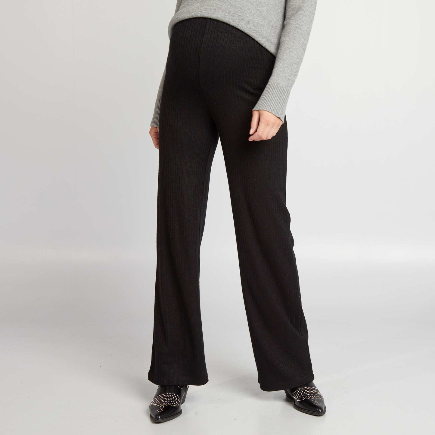 Ribbed maternity trousers black