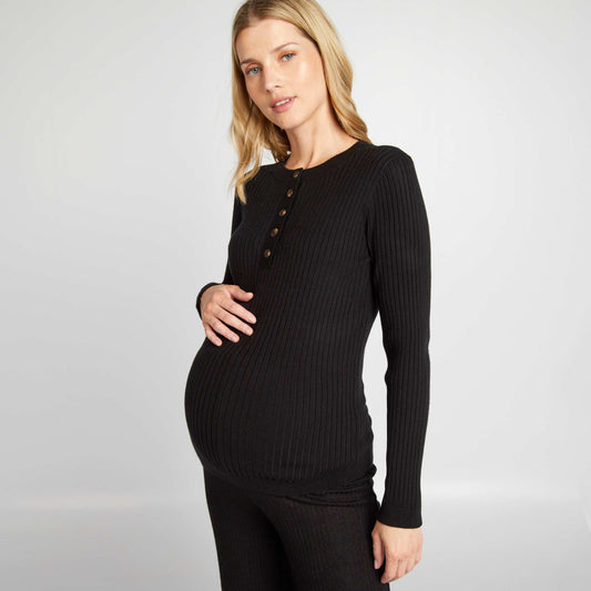 Fine-knit nursing jumper black