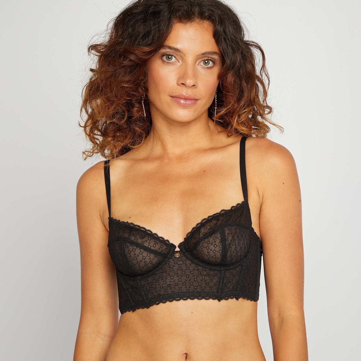 Tulle demi-cup bra black