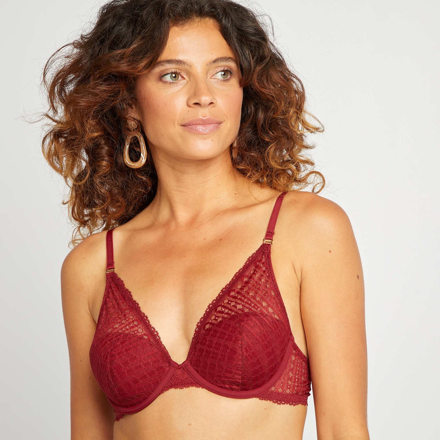 Lace padded bra RED