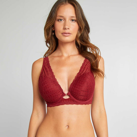 Lace bra for D & E cups RED