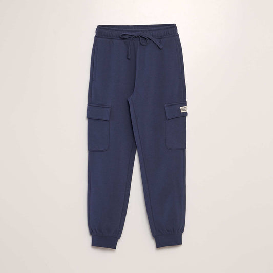 Sweatshirt fabric joggers with pockets BLUE