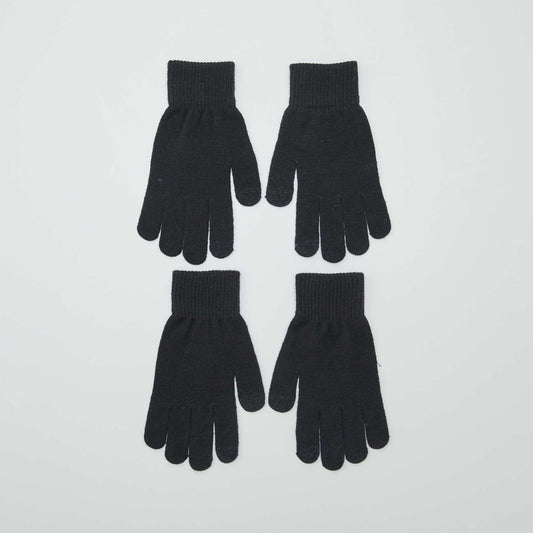 Pack of 2 pairs of gloves BLACK