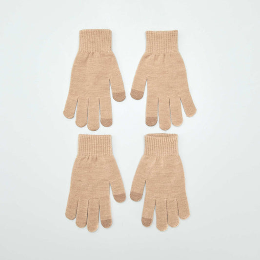 Pack of 2 pairs of gloves BROWN