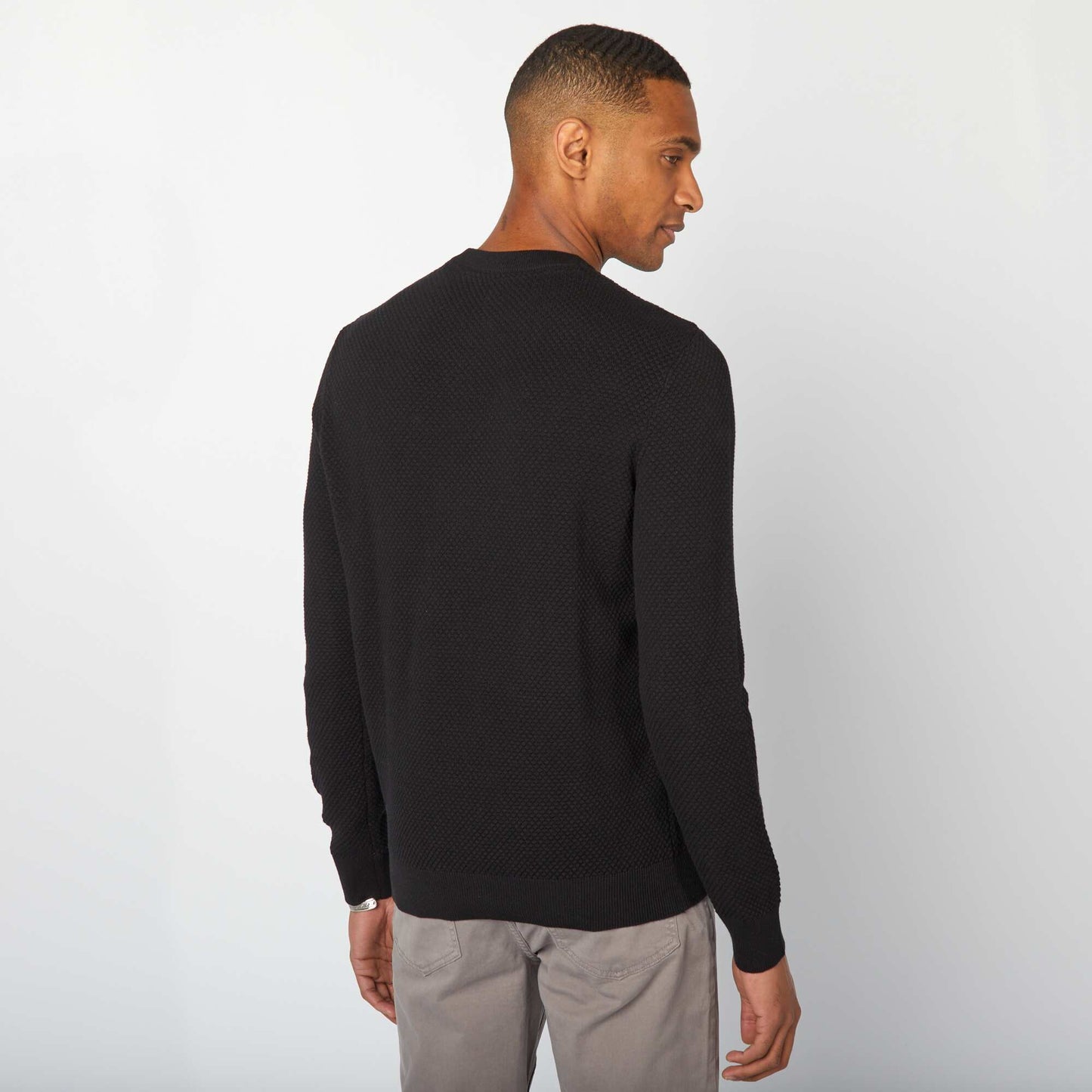 Fancy knit sweater BLACK