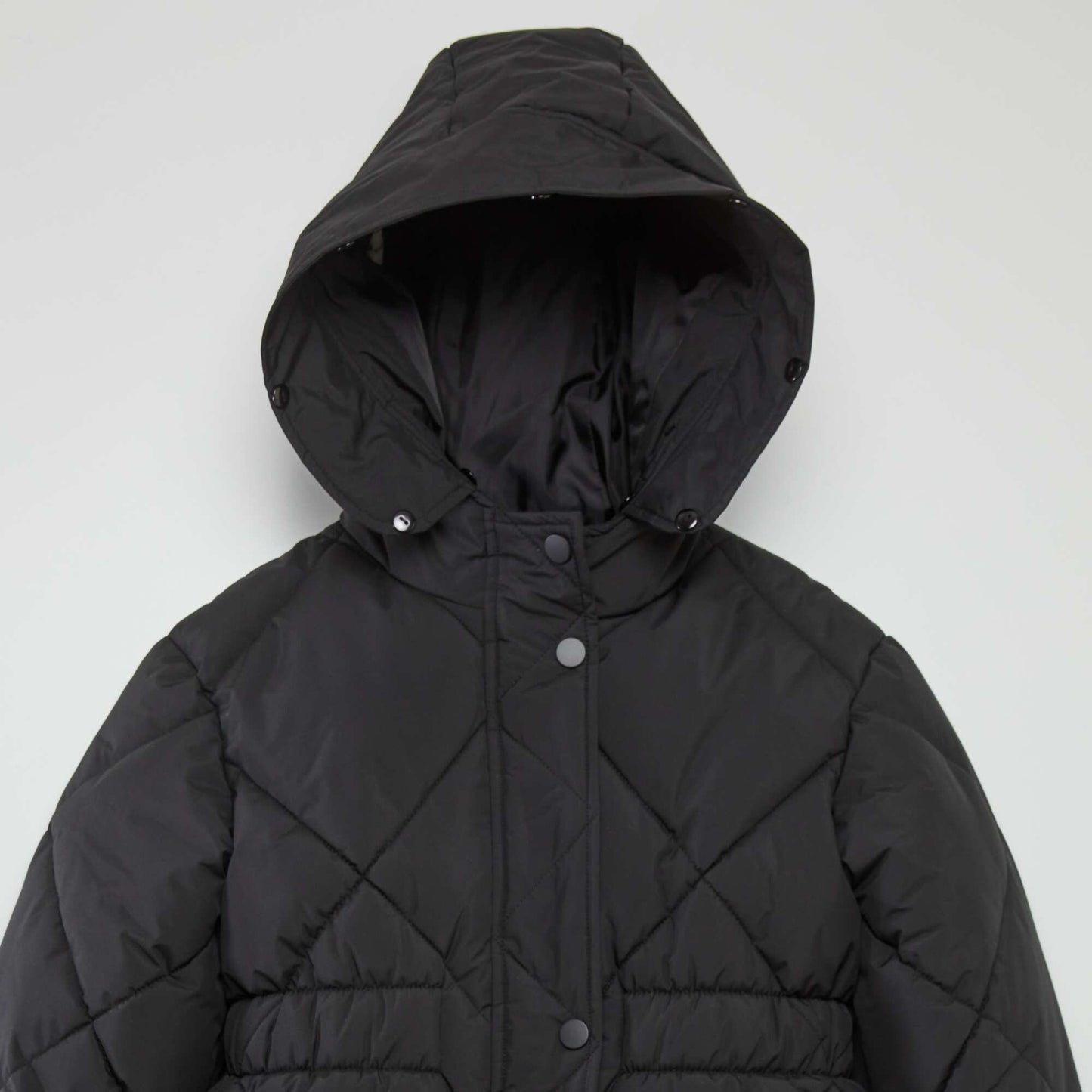 Long fleece-lined padded coat black