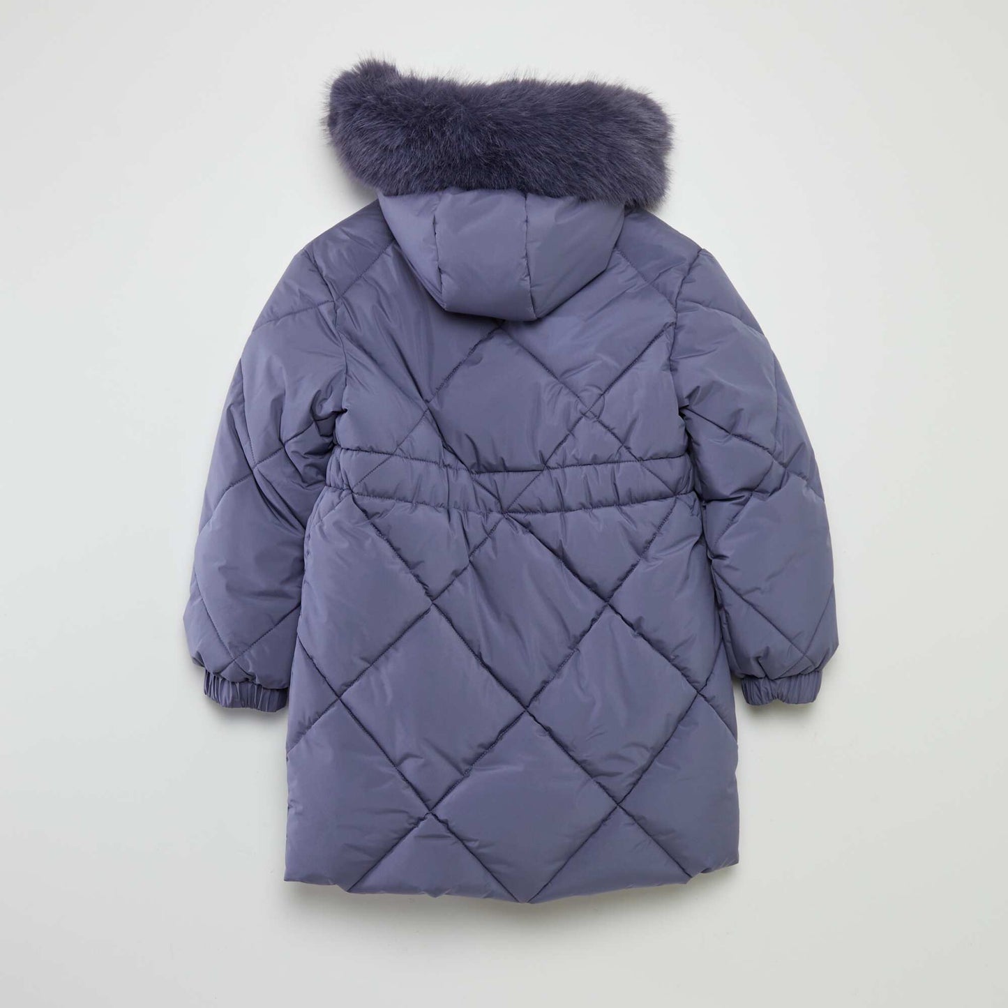 Long fleece-lined padded coat PURPLE