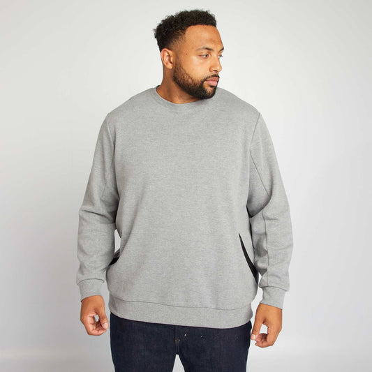 Plain sweatshirt with zip pockets GREY