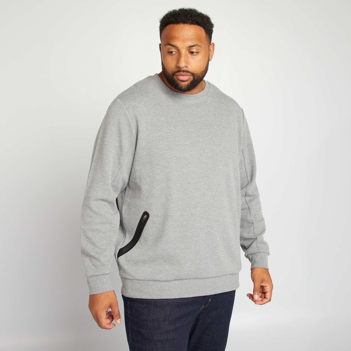 Plain sweatshirt with zip pockets GREY